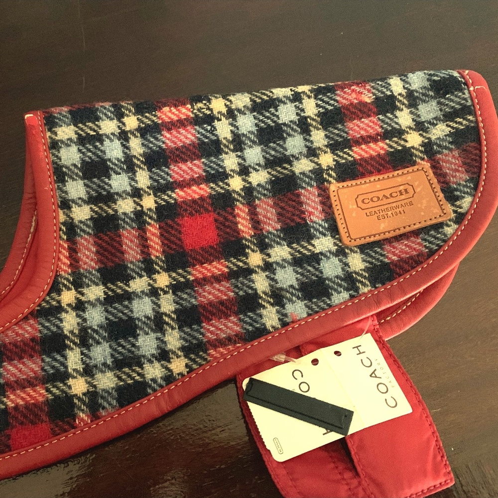 COACH Red Plaid Dog Coat